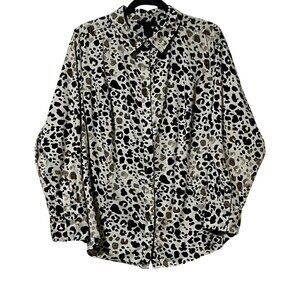 Lane Bryant Size 18 Animal Print Long Sleeve Button-Up Shirt